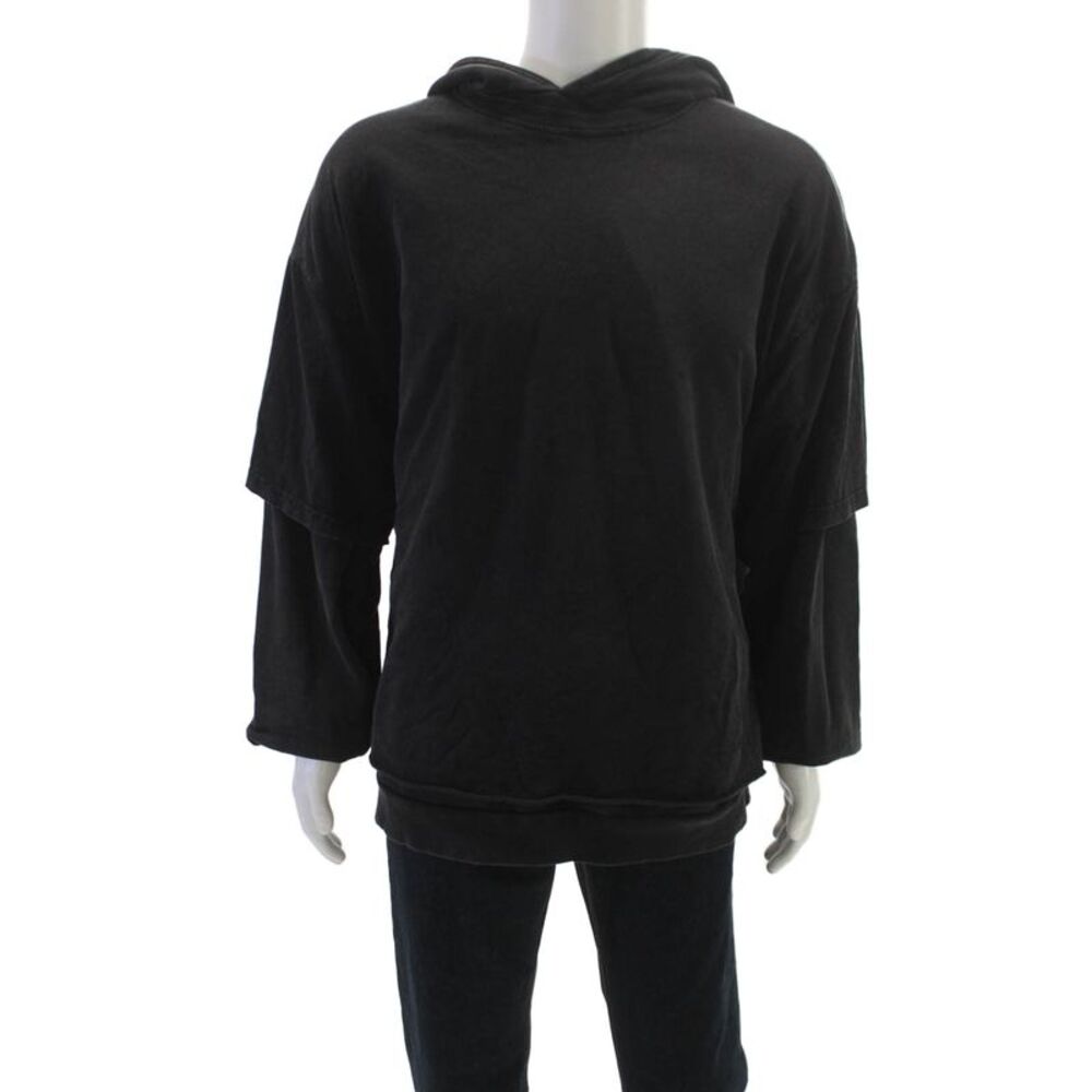MNML Mens Pullover Hoodie Black Cotton Round Neck Long Sleeve Size L